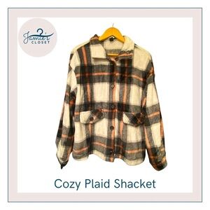 Cozy Plaid Shacket – Women's Flannel/Fleece Shirt Jacket - Size XL 🍂